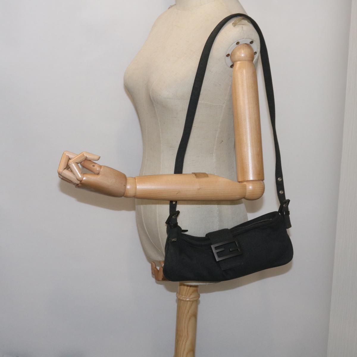 FENDI Mamma Baguette Shoulder Bag Cotton Gray 2354 26685 008ep3514