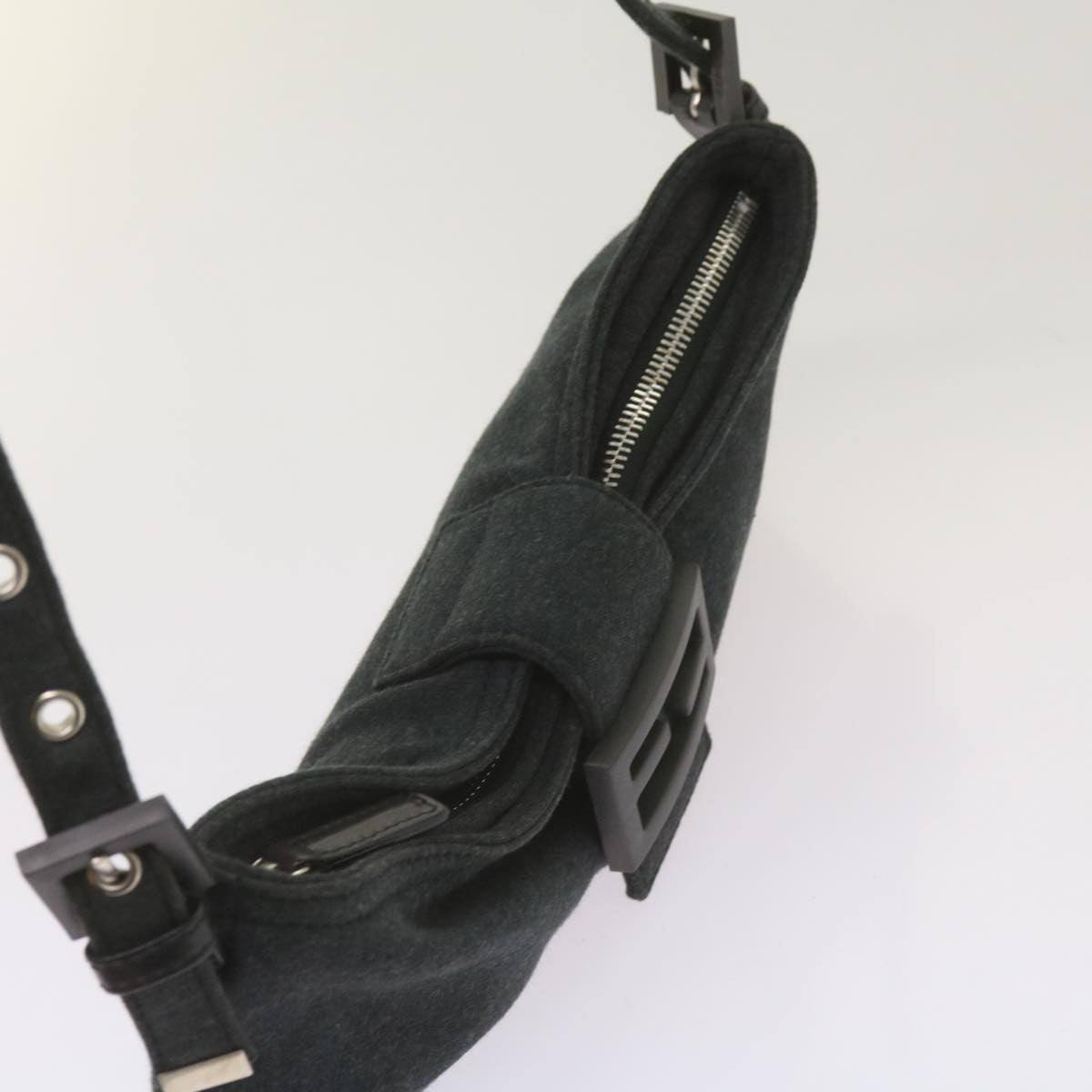 FENDI Mamma Baguette Shoulder Bag Cotton Gray 2354 26685 008ep3514