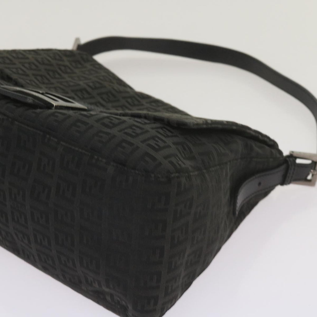 FENDI Zucchino Canvas Mamma Baguette Shoulder Bag Blackep3527