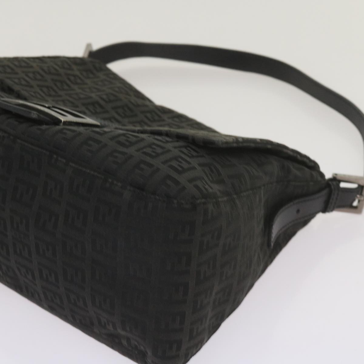 FENDI Zucchino Canvas Mamma Baguette Shoulder Bag Blackep3527