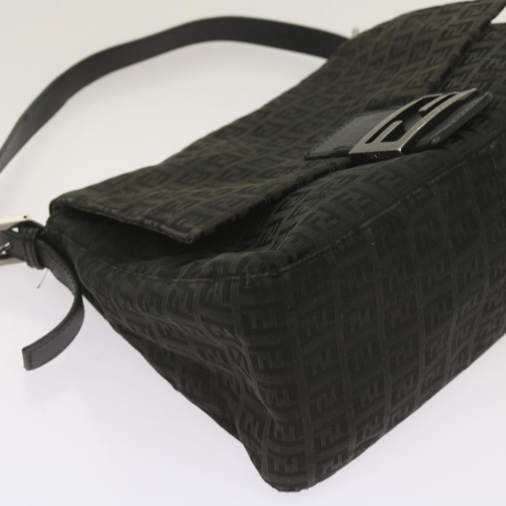 FENDI Zucchino Canvas Mamma Baguette Shoulder Bag Blackep3527