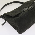 FENDI Zucchino Canvas Mamma Baguette Shoulder Bag Blackep3527