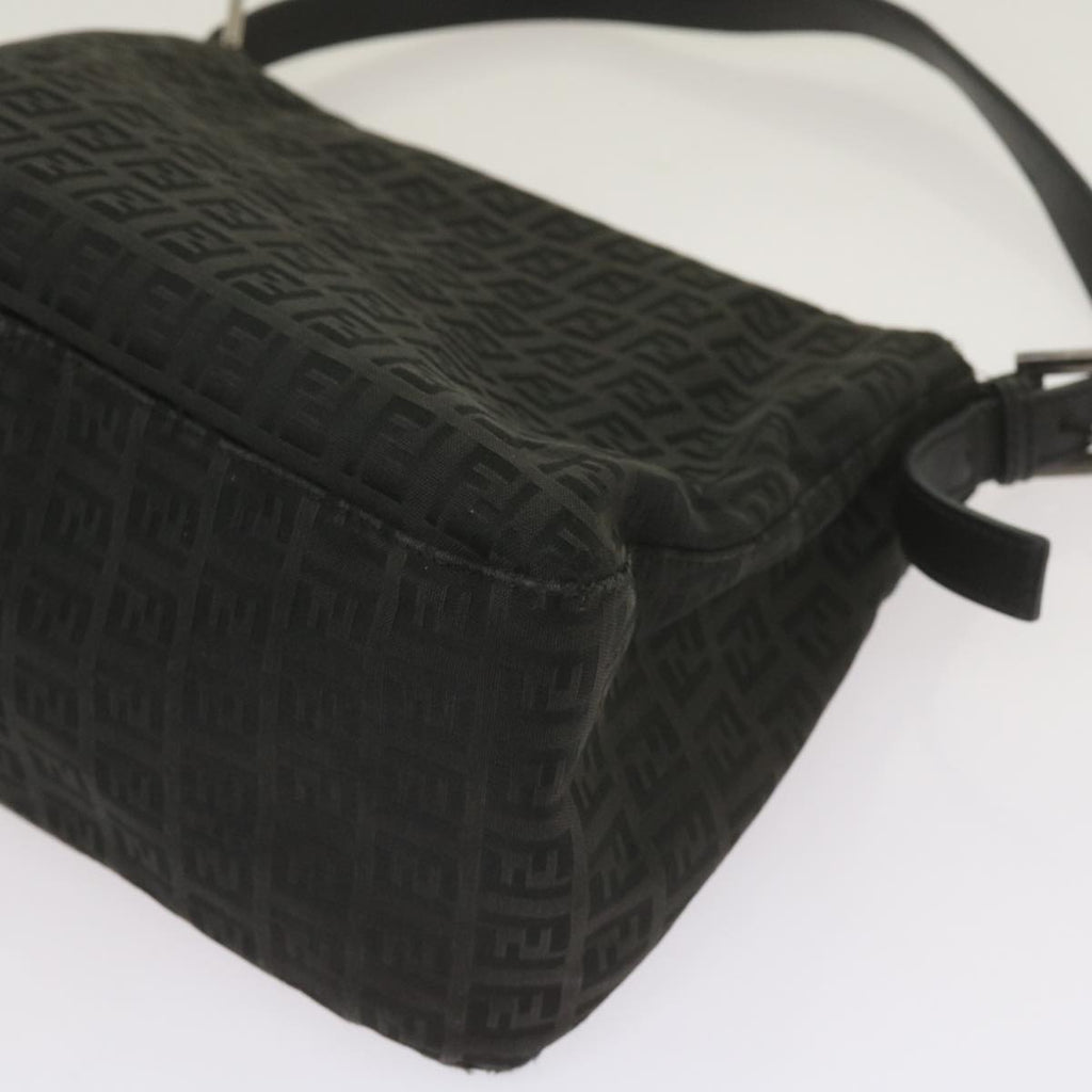 FENDI Zucchino Canvas Mamma Baguette Shoulder Bag Blackep3527