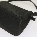 FENDI Zucchino Canvas Mamma Baguette Shoulder Bag Blackep3527