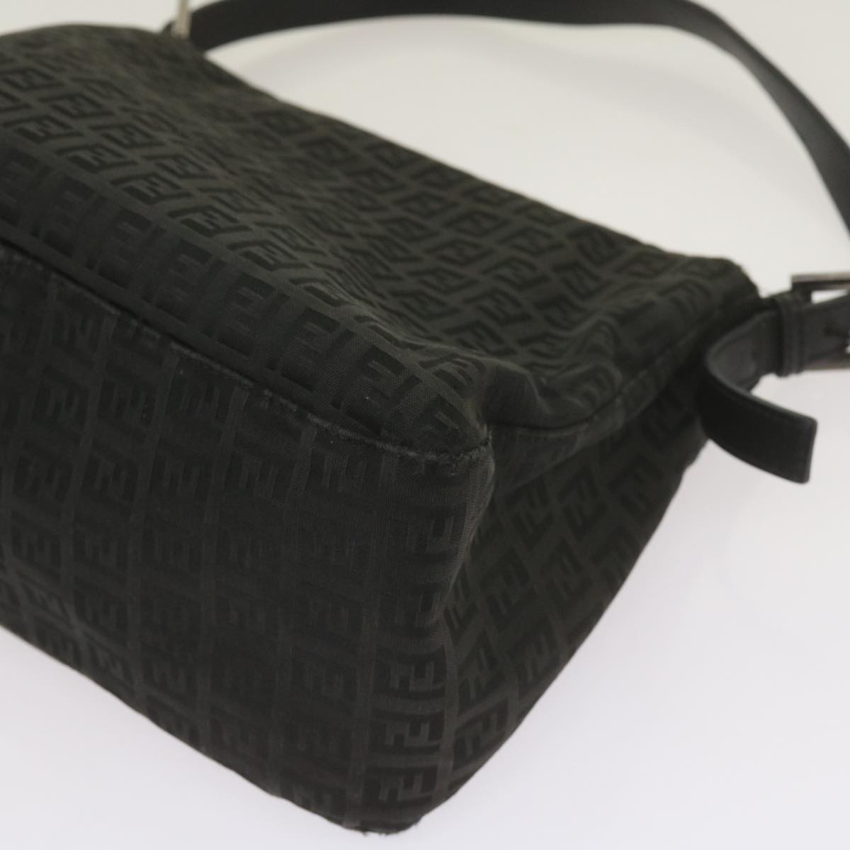 FENDI Zucchino Canvas Mamma Baguette Shoulder Bag Blackep3527