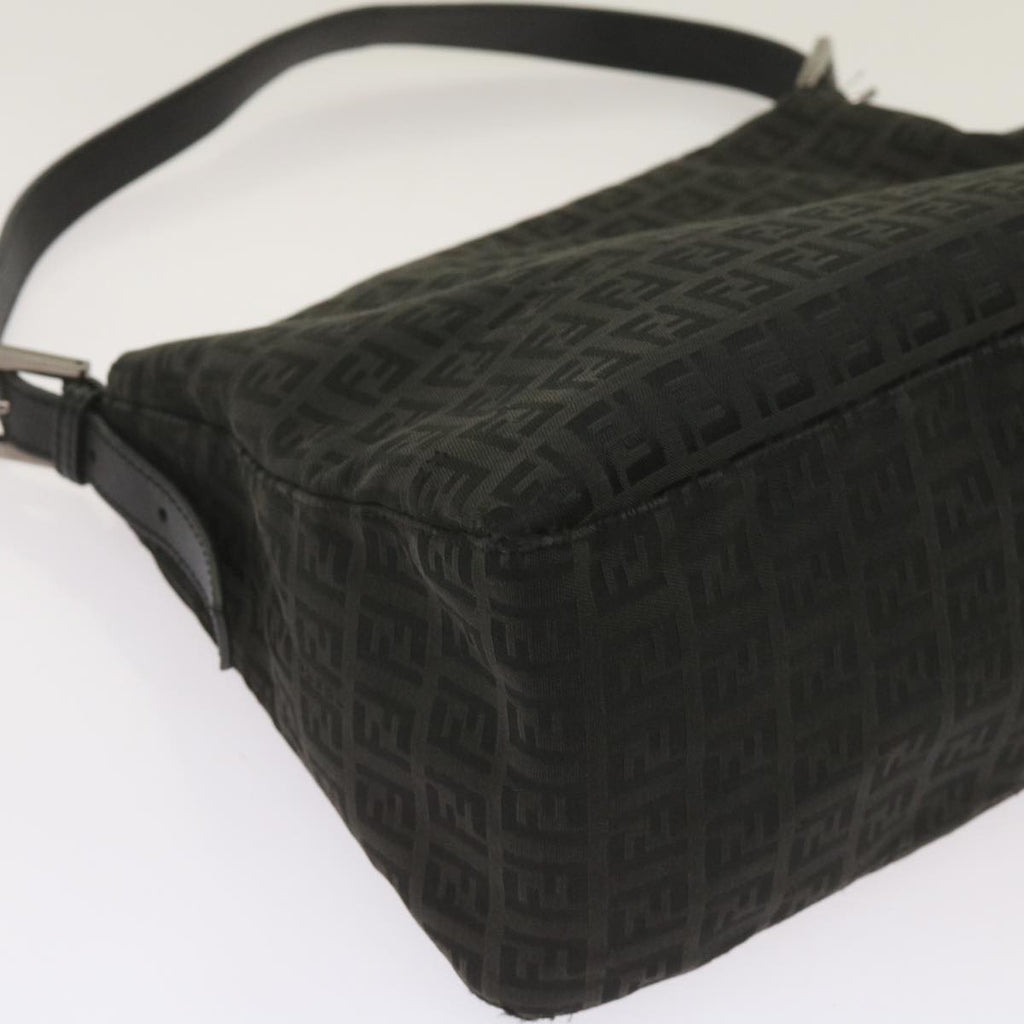 FENDI Zucchino Canvas Mamma Baguette Shoulder Bag Blackep3527