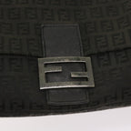 FENDI Zucchino Canvas Mamma Baguette Shoulder Bag Blackep3527