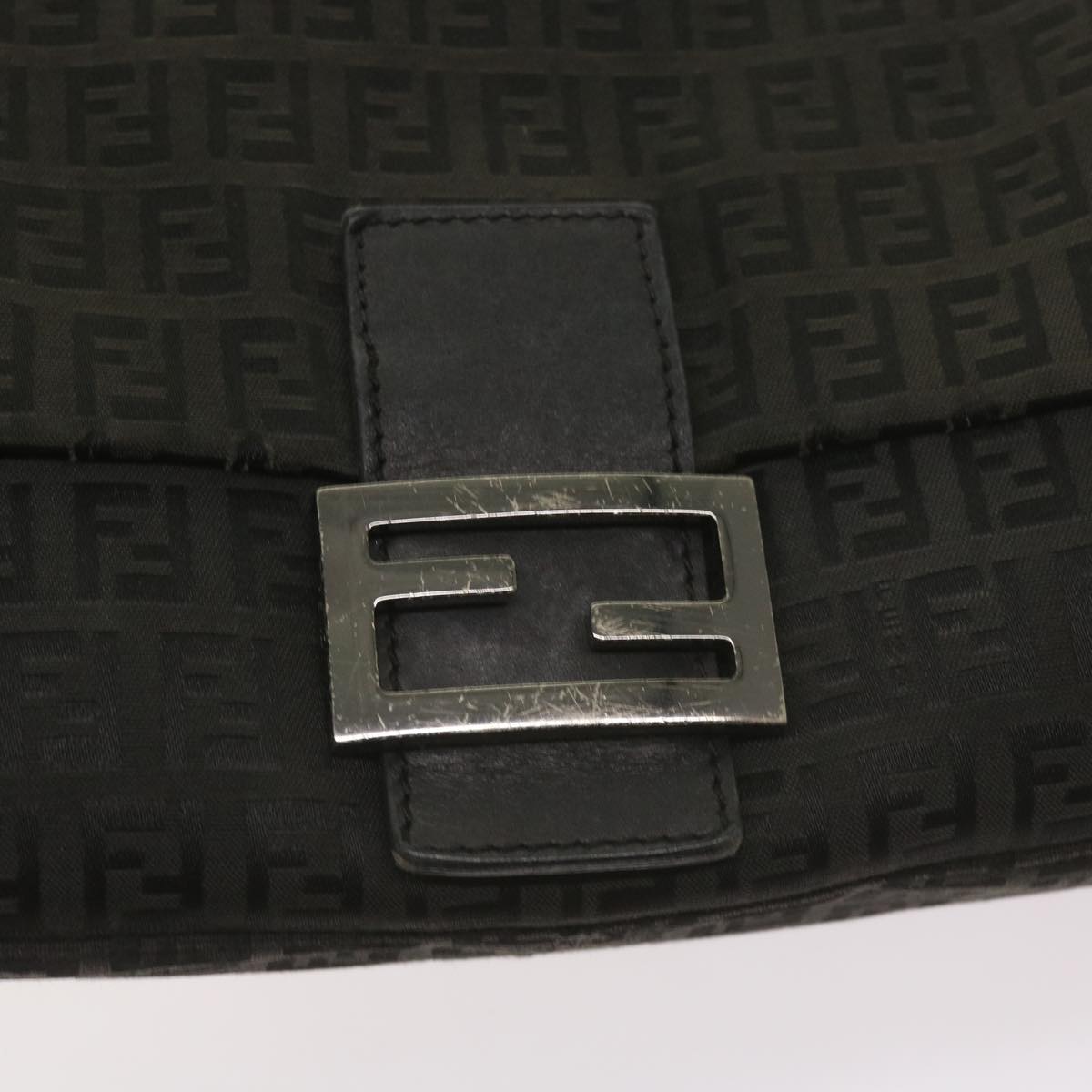 FENDI Zucchino Canvas Mamma Baguette Shoulder Bag Blackep3527