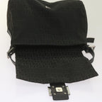 FENDI Zucchino Canvas Mamma Baguette Shoulder Bag Blackep3527