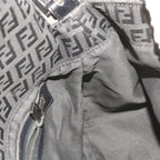 FENDI Zucchino Canvas Mamma Baguette Shoulder Bag Blackep3527
