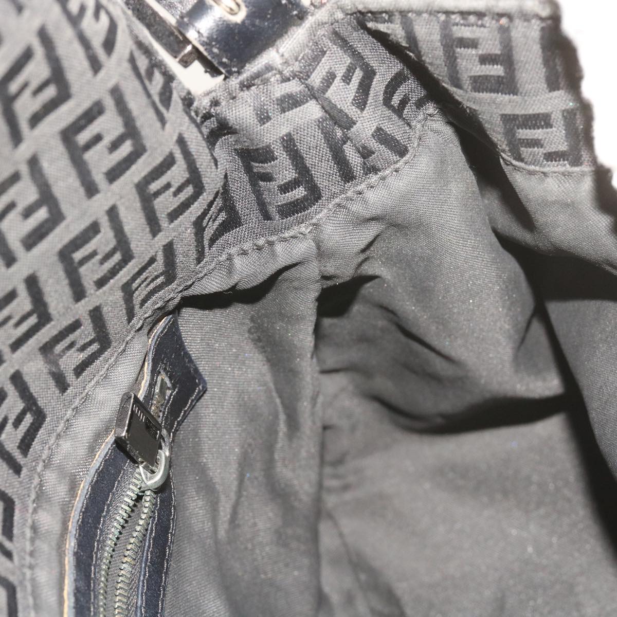 FENDI Zucchino Canvas Mamma Baguette Shoulder Bag Blackep3527