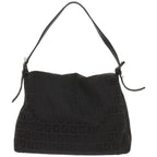 FENDI Zucchino Canvas Mamma Baguette Shoulder Bag Blackep3527
