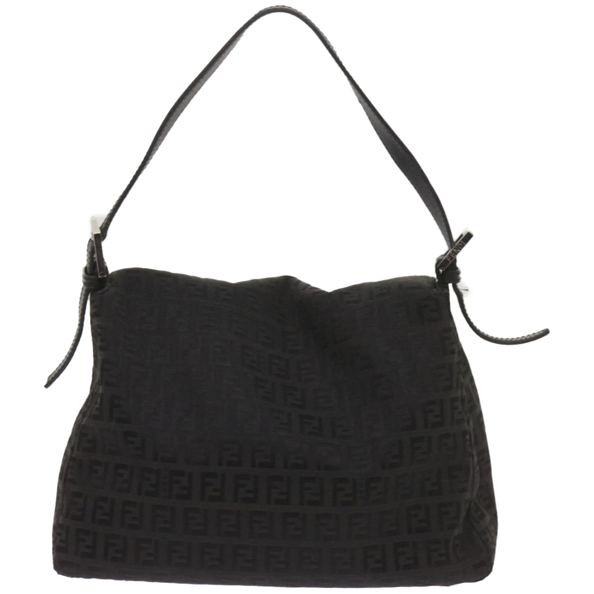 FENDI Zucchino Canvas Mamma Baguette Shoulder Bag Blackep3527