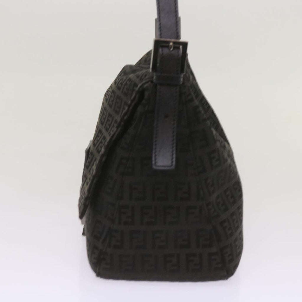 FENDI Zucchino Canvas Mamma Baguette Shoulder Bag Blackep3527