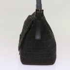FENDI Zucchino Canvas Mamma Baguette Shoulder Bag Blackep3527
