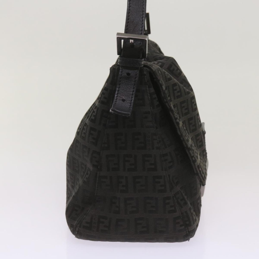 FENDI Zucchino Canvas Mamma Baguette Shoulder Bag Blackep3527