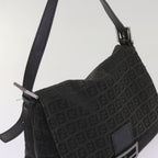FENDI Zucchino Canvas Mamma Baguette Shoulder Bag Blackep3527
