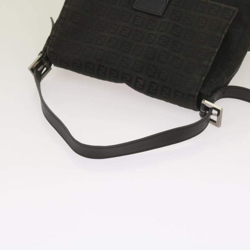 FENDI Zucchino Canvas Mamma Baguette Shoulder Bag Blackep3527