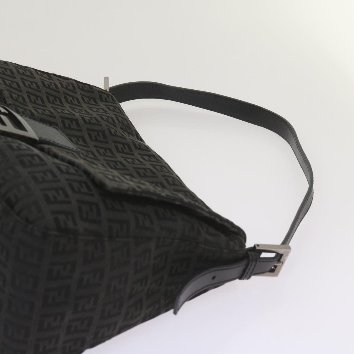 FENDI Zucchino Canvas Mamma Baguette Shoulder Bag Blackep3527