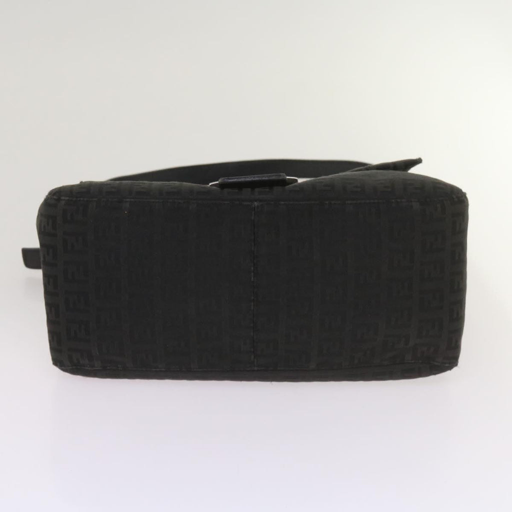 FENDI Zucchino Canvas Mamma Baguette Shoulder Bag Blackep3527