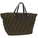 FENDI Zucca Canvas Hand Bag Black Brownep3561