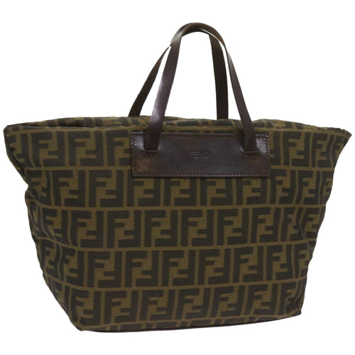 FENDI Zucca Canvas Hand Bag Black Brownep3561
