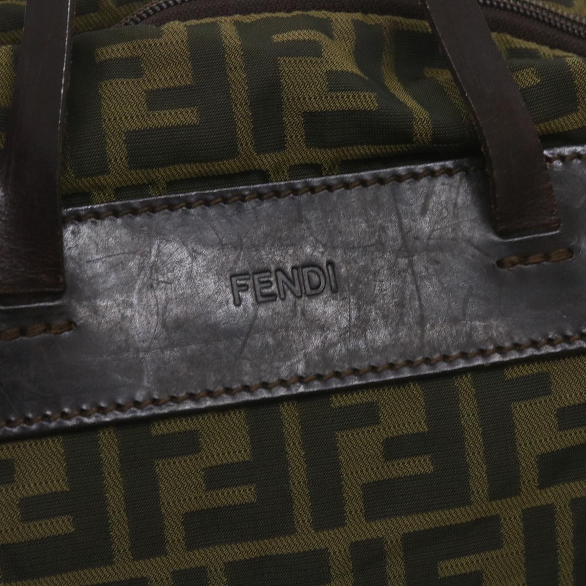 FENDI Zucca Canvas Hand Bag Black Brownep3561