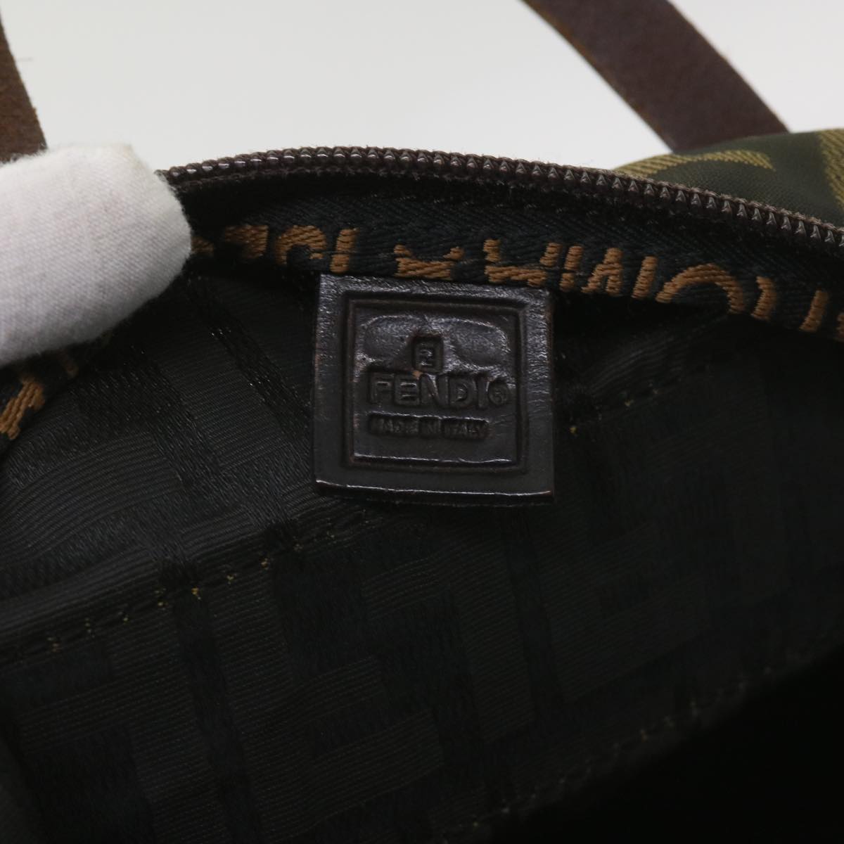 FENDI Zucca Canvas Hand Bag Black Brownep3561