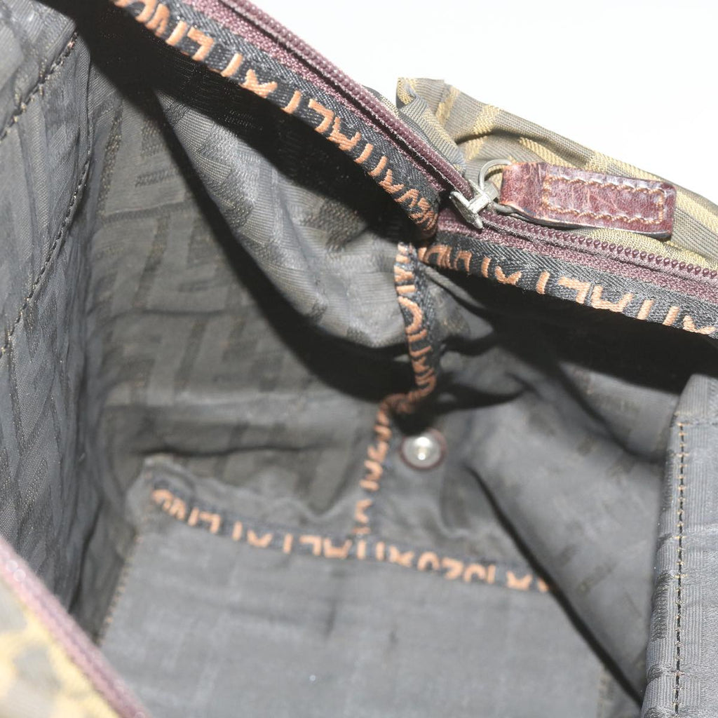 FENDI Zucca Canvas Hand Bag Black Brownep3561