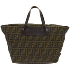 FENDI Zucca Canvas Hand Bag Black Brownep3561