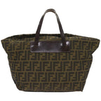 FENDI Zucca Canvas Hand Bag Black Brownep3561