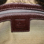 FENDI Zucchino Canvas Mamma Baguette Shoulder Bag Black Brownep3562