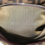 FENDI Zucchino Canvas Mamma Baguette Shoulder Bag Black Brownep3562