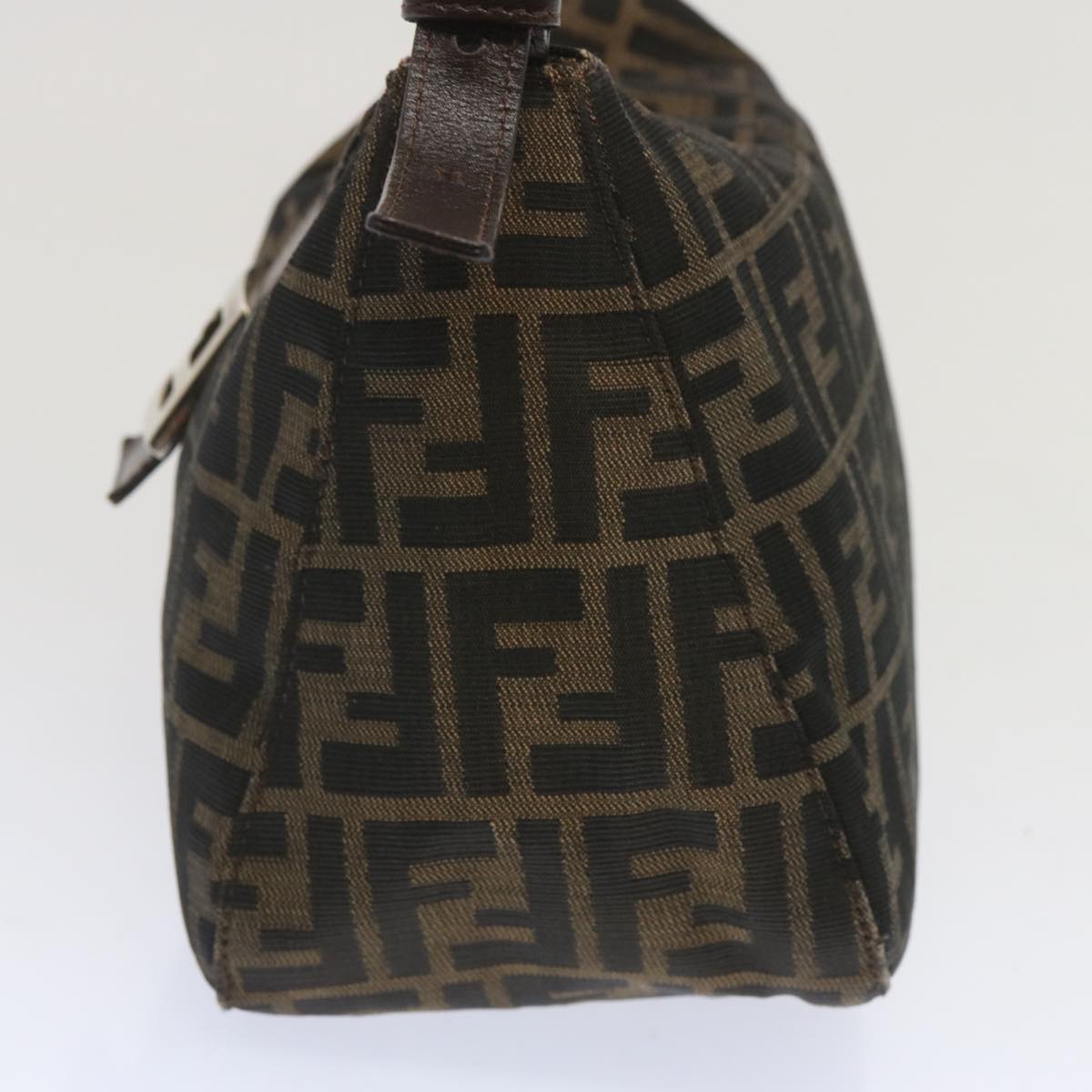 FENDI Zucchino Canvas Mamma Baguette Shoulder Bag Black Brownep3562