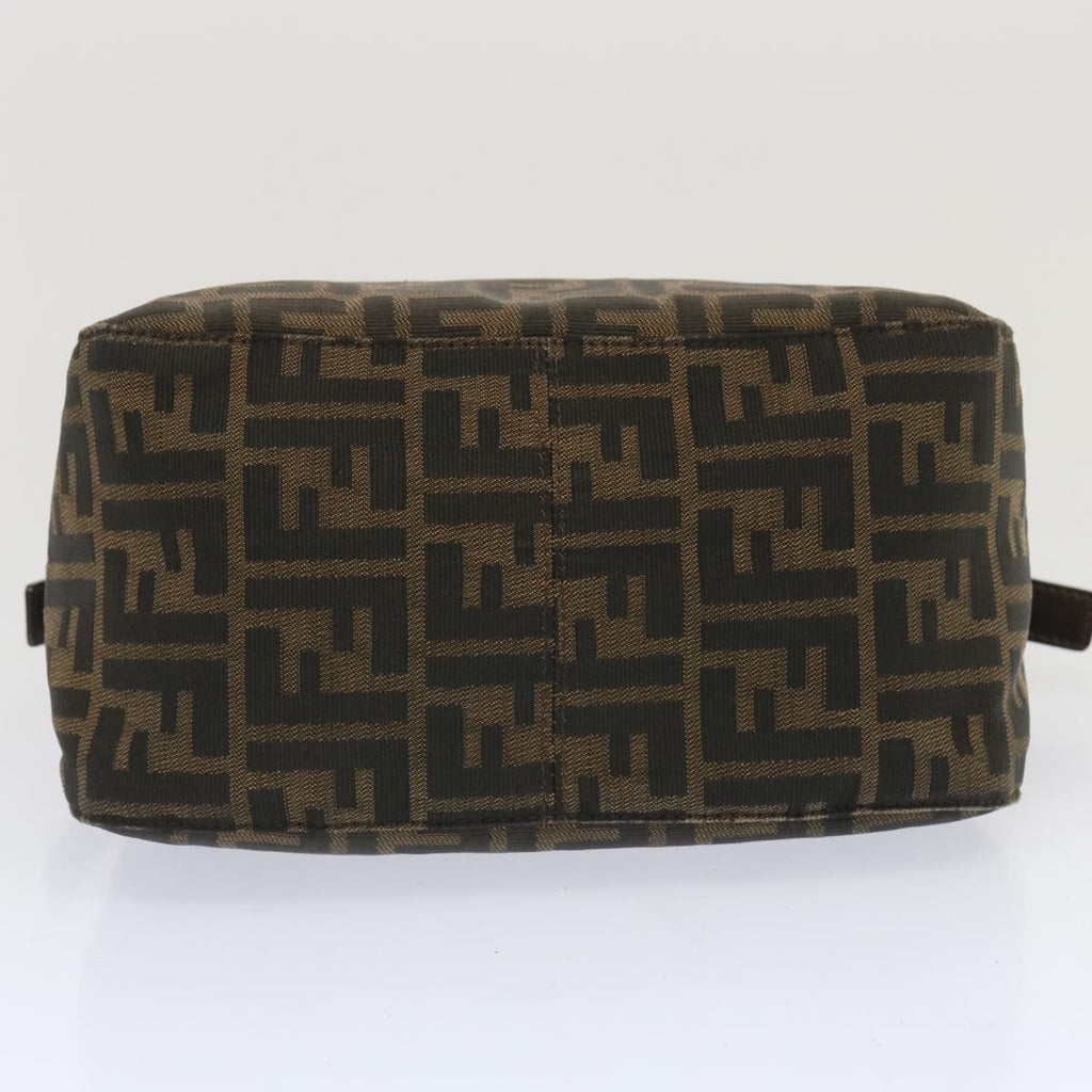 FENDI Zucchino Canvas Mamma Baguette Shoulder Bag Black Brownep3562