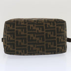FENDI Zucchino Canvas Mamma Baguette Shoulder Bag Black Brownep3562