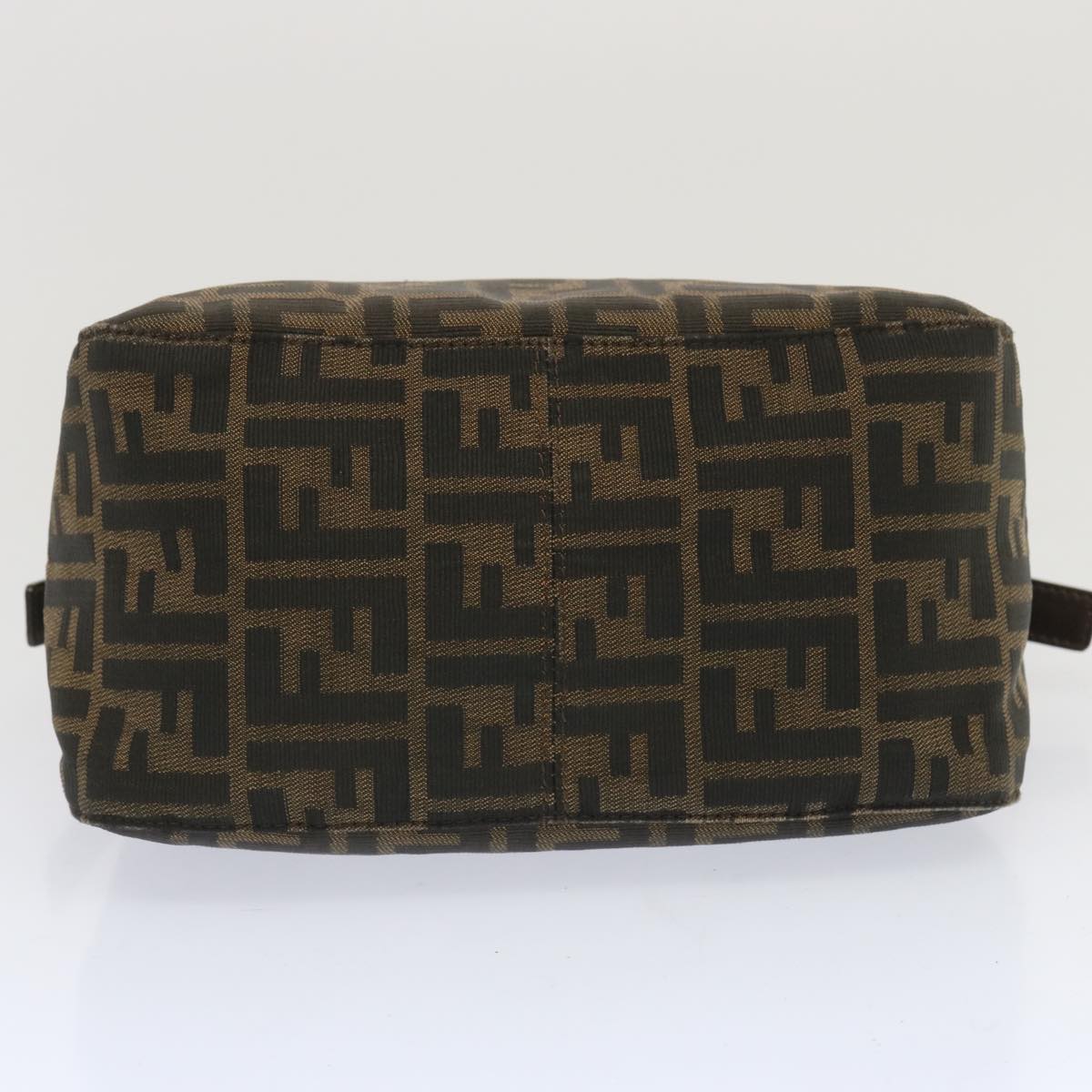 FENDI Zucchino Canvas Mamma Baguette Shoulder Bag Black Brownep3562