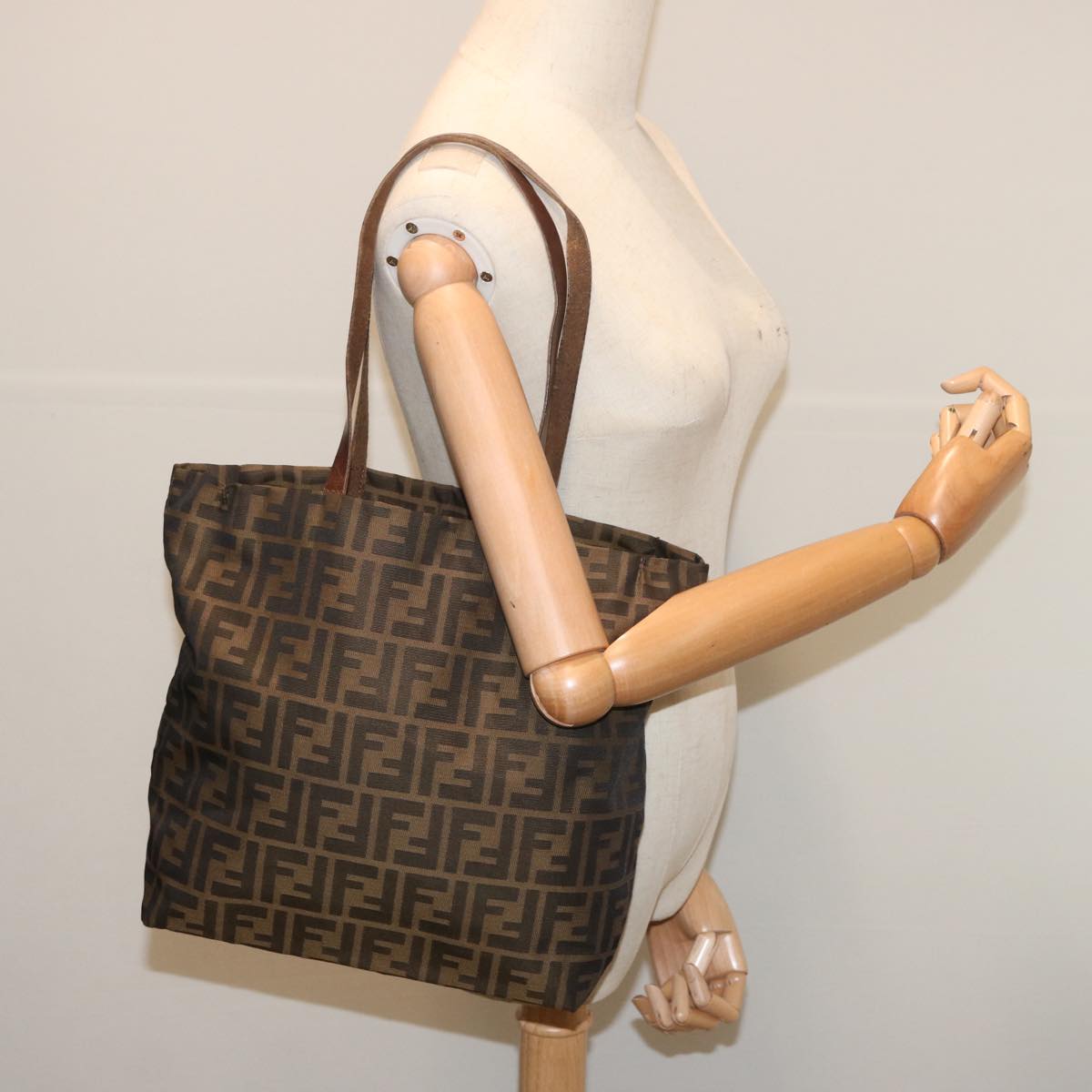 FENDI Zucca Canvas Tote Bag Black Brownep3655