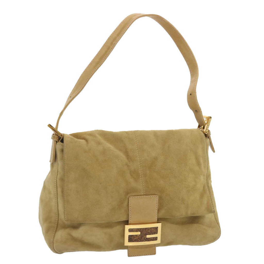 FENDI Mamma Baguette Shoulder Bag Suede Beigeep3672