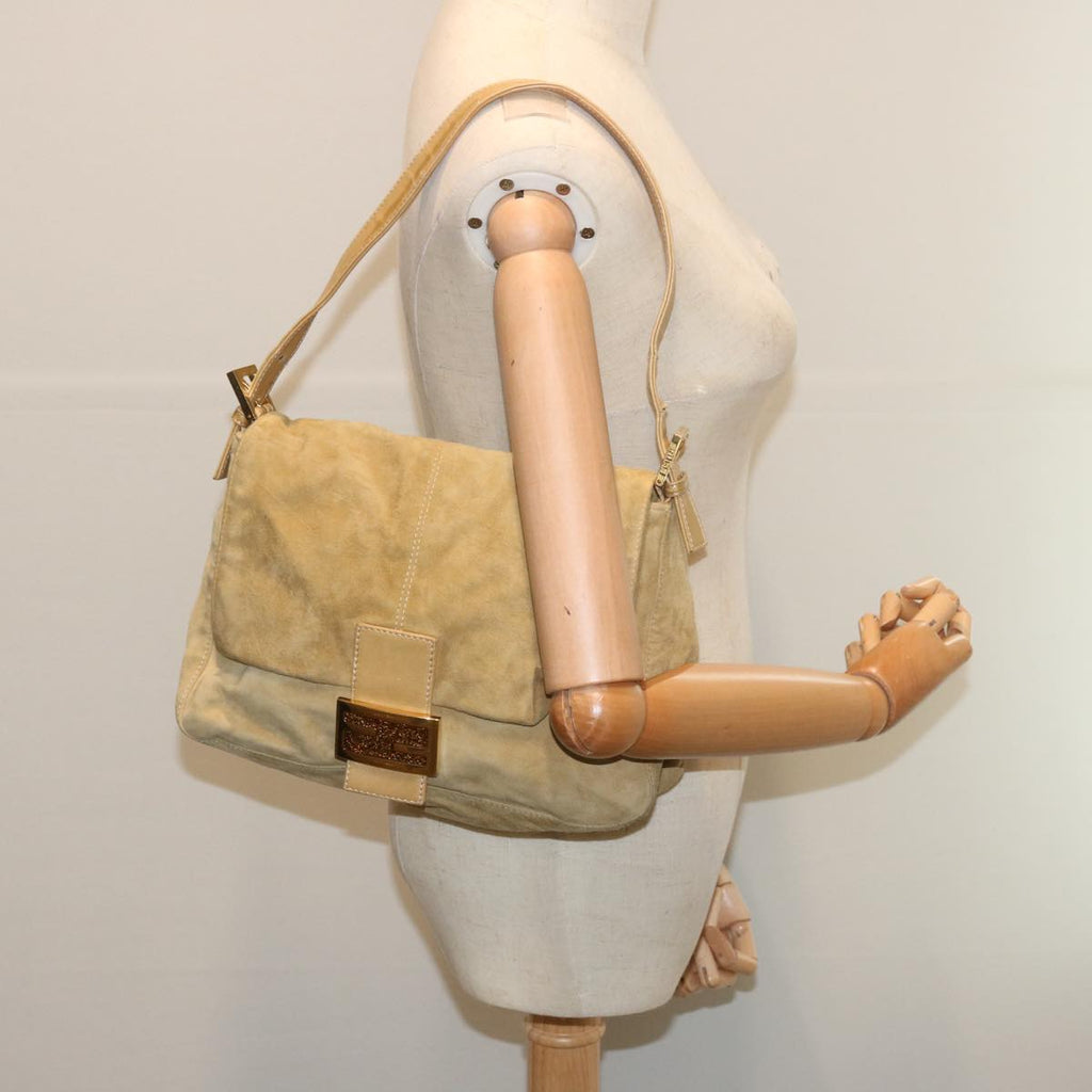 FENDI Mamma Baguette Shoulder Bag Suede Beigeep3672