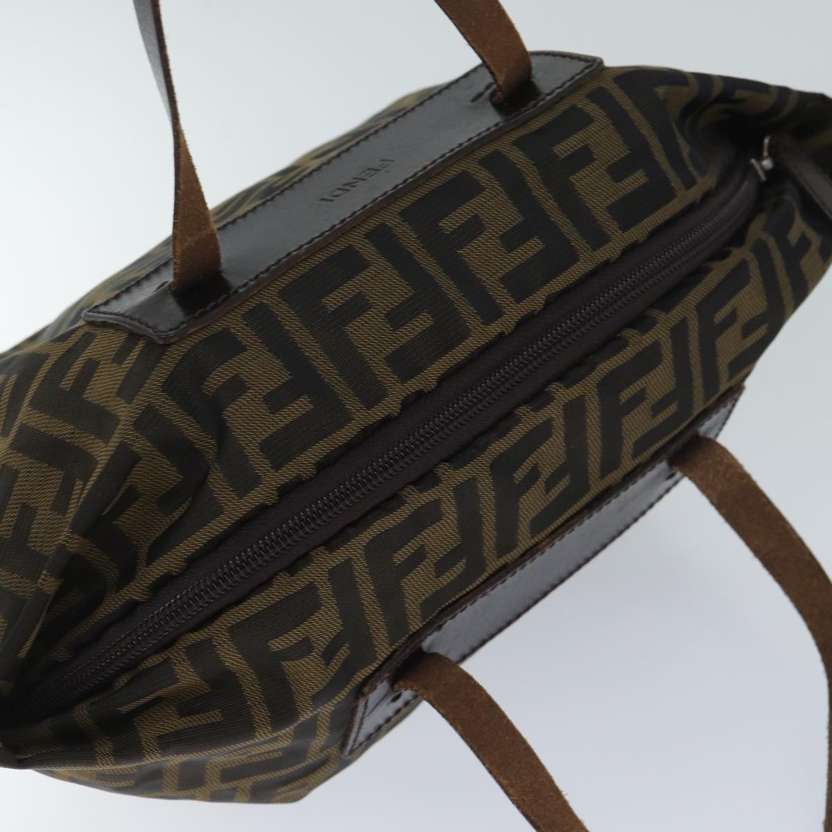 FENDI Zucca Canvas Hand Bag Brown Blackep3722