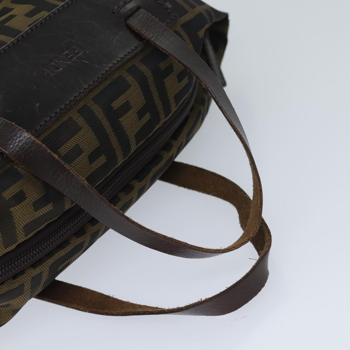 FENDI Zucca Canvas Hand Bag Brown Blackep3722