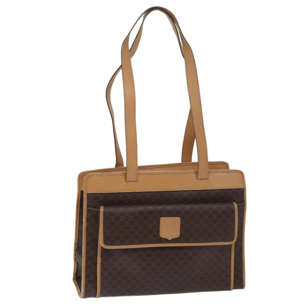 CELINE Macadam Canvas Tote Bag PVC Leather Brown Auth ep3734