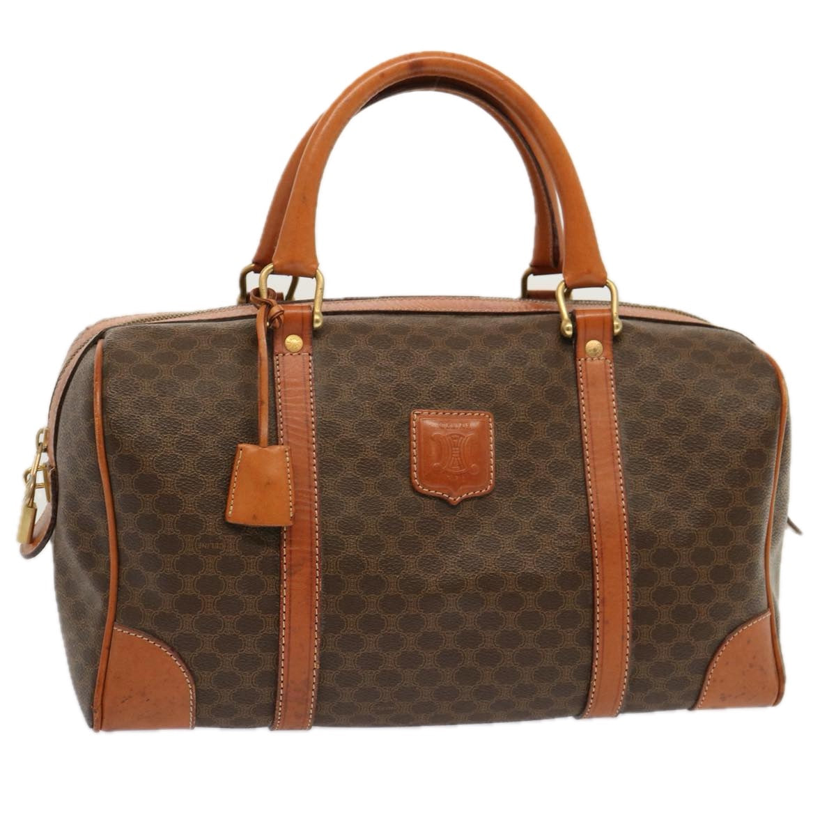CELINE Macadam Canvas Boston Bag PVC Brown  ep3745