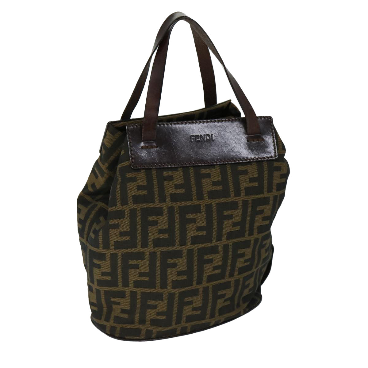 FENDI Zucca Canvas Hand Bag Brown Blackep3784