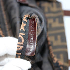 FENDI Zucca Canvas Hand Bag Brown Blackep3784