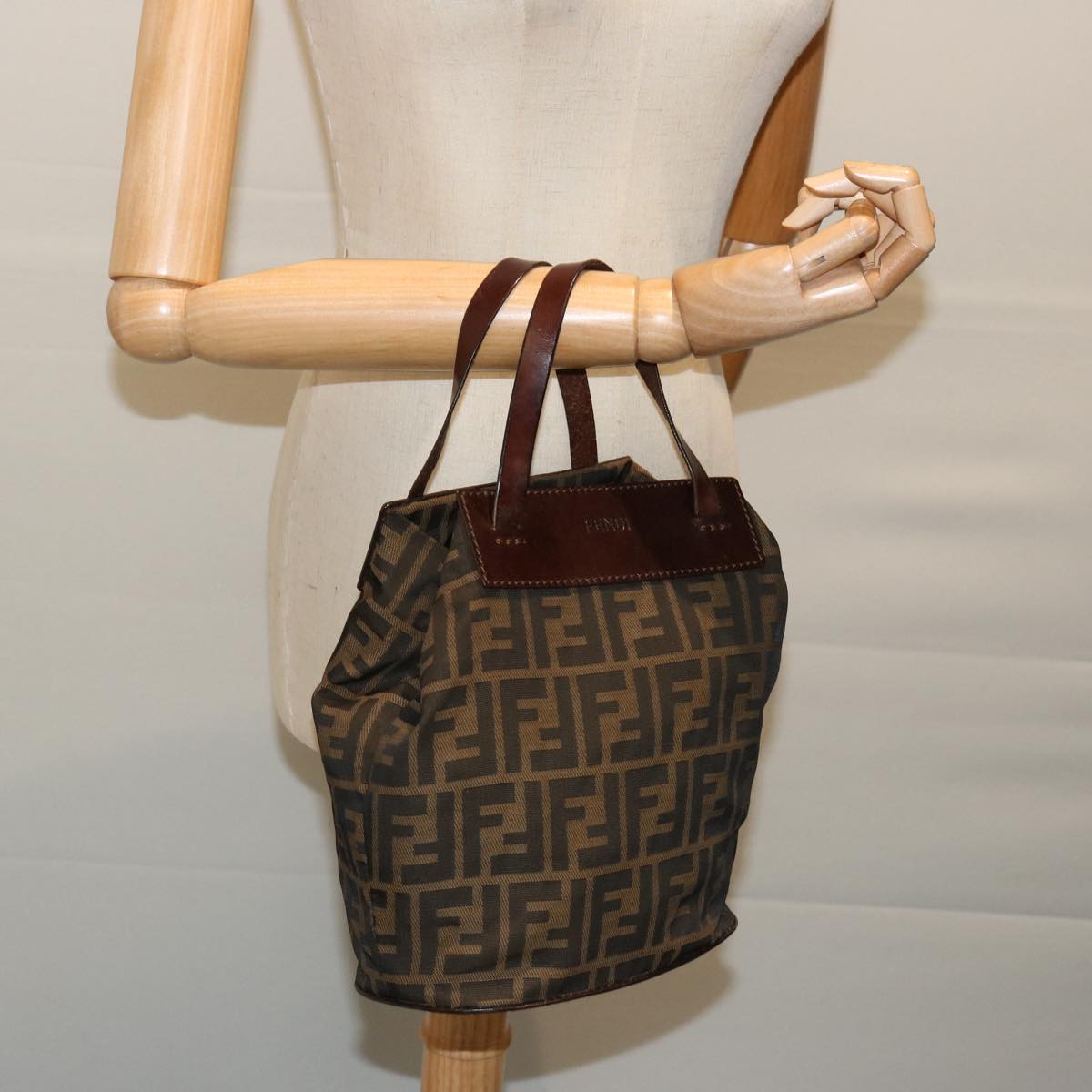 FENDI Zucca Canvas Hand Bag Brown Blackep3784