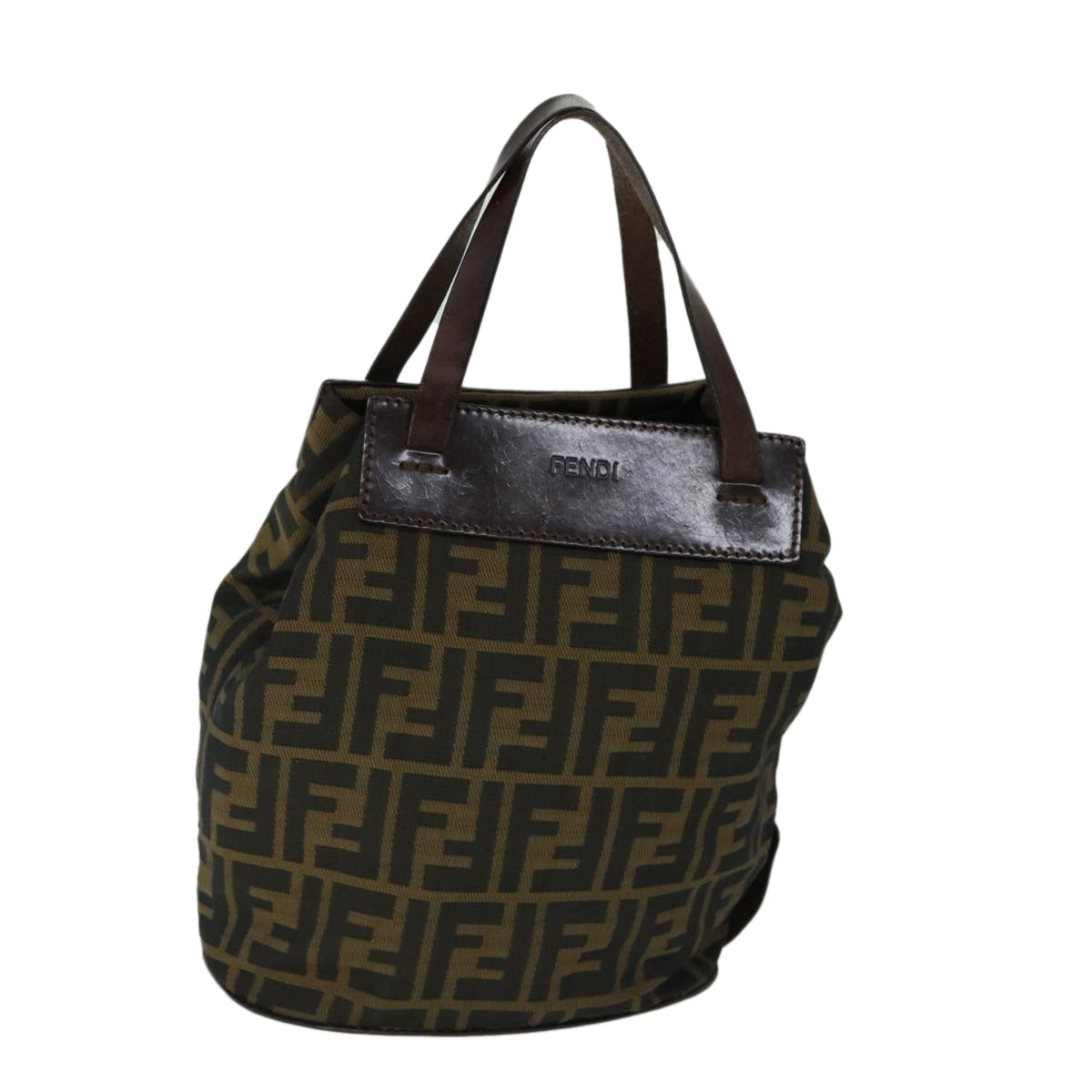 FENDI Zucca Canvas Hand Bag Brown Blackep3784