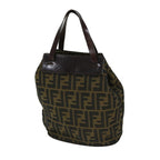 FENDI Zucca Canvas Hand Bag Brown Blackep3784