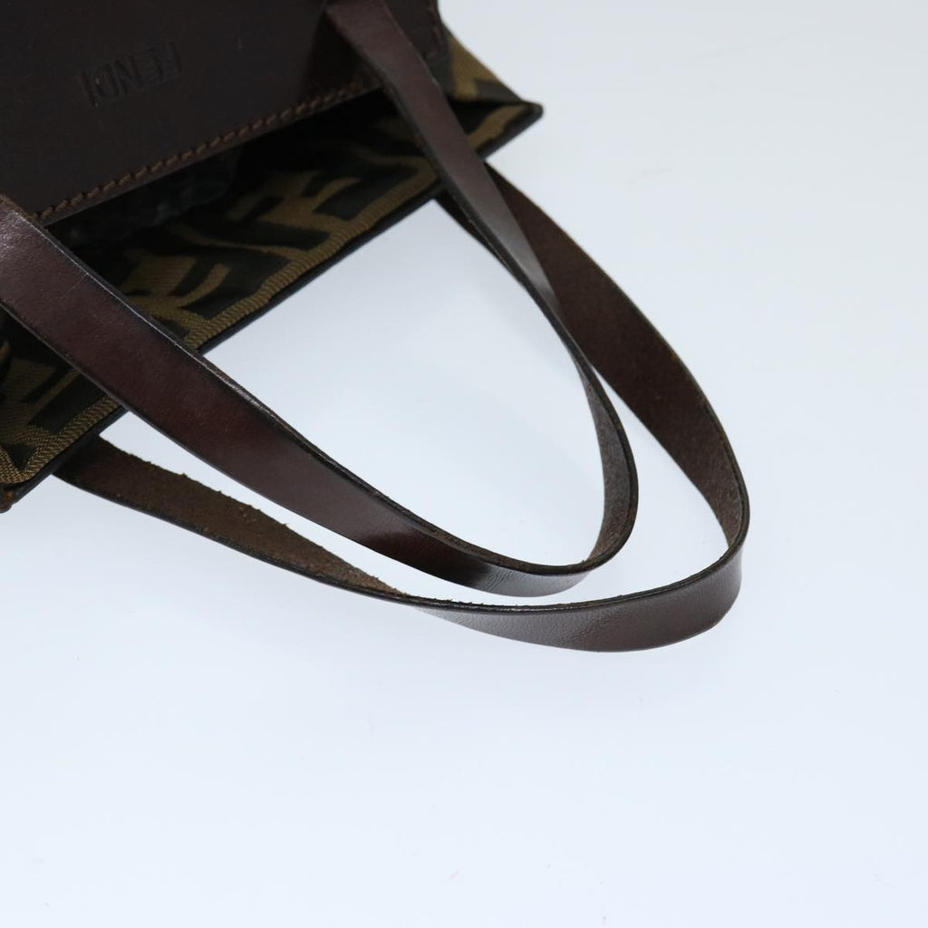 FENDI Zucca Canvas Hand Bag Brown Blackep3784